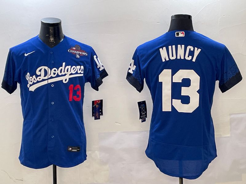 Men Los Angeles Dodgers #13 Muncy Blue City Edition Elite Nike 2025 MLB Jersey style 3